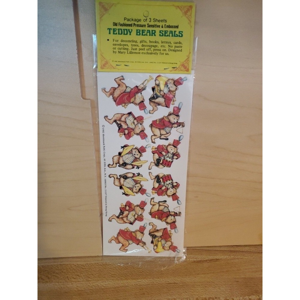 Vintage 1982 Merrimack Marching Teddy Bear Seals 1 Sheet